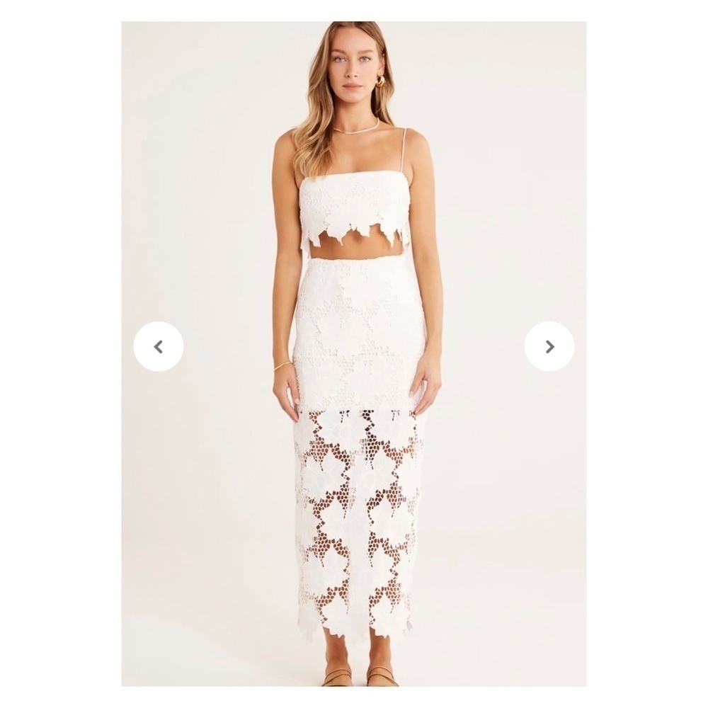 Rumer x Free People White Crochet Lace Maxi Skirt Tropez Medium NWT - Picture 5 of 11